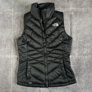 Women's The North Face TNF 550 Down Insulated Black Full Zip Puffer Vest Sz XS